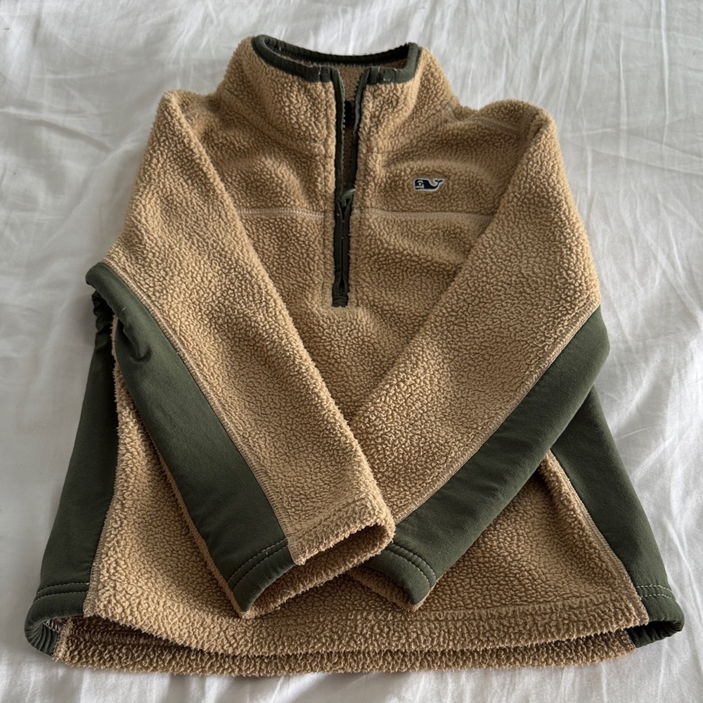 Vineyard Vines Tan and Green Kids Sweater